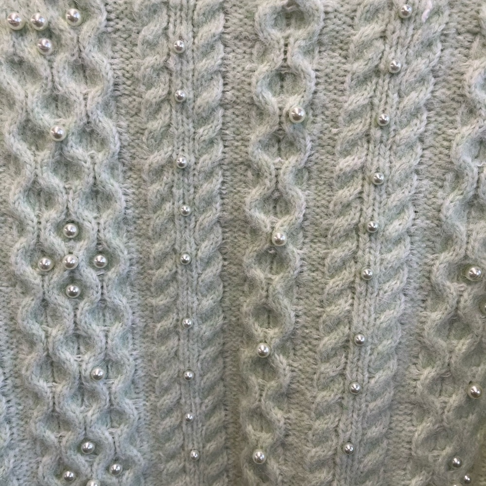 Zara Mint Green Sweater with Pearl Detailing- holiday perfect ! size small euc - Picture 14 of 15